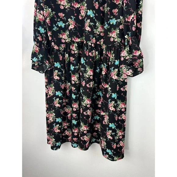 Modcloth Floral Print Mock Neck LS Dress Women's Plus Size 4X *Belt NOT Included - Picture 11 of 12